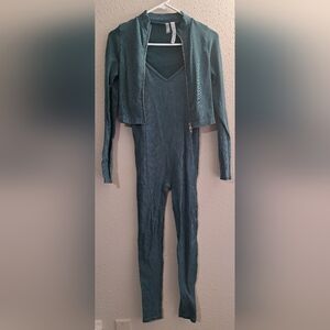 💚Teal Jumpsuit with Cropped Jacket💚